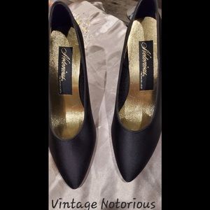 Notorious BLACK SATIN heels 7.5B